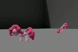 Size: 720x480 | Tagged: safe, artist:updownstrange, pinkie pie, earth pony, pony, g4, too many pinkie pies, 3d, animated, clone, female, gif, mare, multeity, pinkie clone, pronking, too much pink energy is dangerous