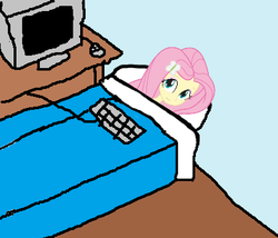 Size: 426x364 | Tagged: safe, fluttershy, equestria girls, g4, bed, good night, humanized