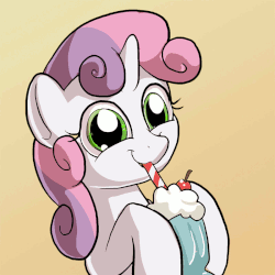 Size: 800x800 | Tagged: safe, artist:askthejuicebox, artist:docwario, scootaloo, sweetie belle, cat, pony, g4, alcohol, animated, beans, cactus, cannibalism, female, food, gif, intelligence loss, kitten, low area flashing, milkshake, straw