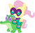 Size: 1011x967 | Tagged: safe, artist:red4567, fluttershy, gummy, saddle rager, pony, g4, power ponies (episode), baby, baby pony, babyshy, cute, pacifier, ponies riding gators, power ponies, riding, shyabetes, weapons-grade cute