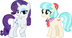 Size: 15318x8250 | Tagged: safe, artist:cyanlightning, coco pommel, rarity, g4, made in manehattan, .svg available, absurd resolution, collar, necktie, simple background, transparent background, vector