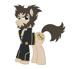 Size: 2549x2348 | Tagged: safe, artist:edcom02, artist:jmkplover, pony, crossover, dog tags, high res, logan, marvel, ponified, simple background, solo, transparent background, wolverine, x-men