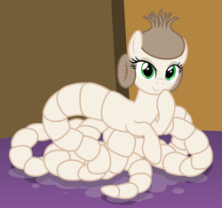 Size: 2486x2336 | Tagged: safe, artist:badumsquish, derpibooru exclusive, oc, oc only, oc:calista, original species, tapeworm, tapeworm pony, g4, badumsquish strikes again, bedroom eyes, female, gross, high res, looking at you, parasite, slime, slimy, smirk, solo, wet