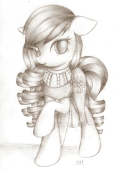 Size: 1120x1642 | Tagged: dead source, safe, artist:nika191319, coloratura, g4, female, grayscale, monochrome, solo, traditional art