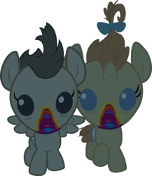 Size: 3194x3672 | Tagged: safe, artist:outlawquadrant, pound cake, pumpkin cake, 28 pranks later, g4, cake twins, cookie zombie, high res, nightmare fuel, rainbow muzzle, simple background, transparent background, vector