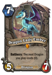 Size: 400x573 | Tagged: safe, artist:assasinmonkey, edit, princess ember, dragon, g4, bloodstone scepter, card, ccg, crossover, dragon lord ember, flying, hearthstone, legendary, trading card, trading card edit, trading card game, warcraft