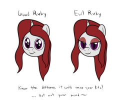 Size: 1000x800 | Tagged: safe, artist:mightyshockwave, oc, oc only, oc:ruby scales, evil, good, good vs evil