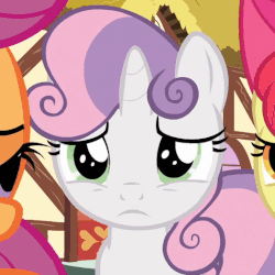 Size: 524x524 | Tagged: safe, screencap, apple bloom, scootaloo, sweetie belle, earth pony, pony, g4, the fault in our cutie marks, animated, crying, cute, cutie mark crusaders, diasweetes, female, gif, solo focus