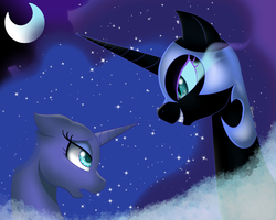 Size: 2000x1600 | Tagged: safe, artist:harmony-dream, nightmare moon, princess luna, g4, duality