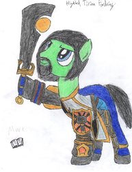 Size: 2550x3300 | Tagged: safe, artist:aridne, ashbringer, fantasy class, high res, knight, paladin, ponified, tirion fordring, warcraft, warrior, world of warcraft