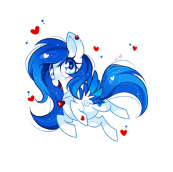 Size: 1000x990 | Tagged: safe, artist:ipun, oc, oc only, oc:sapphire song, pegasus, pony, blushing, female, heart, heart eyes, mare, open mouth, simple background, smiling, solo, transparent background, wingding eyes