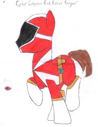 Size: 2550x3300 | Tagged: safe, artist:aridne, carter grayson, gored, high res, kyūkyū sentai gogo v, ponified, power rangers, power rangers lightspeed rescue, red ranger