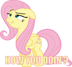 Size: 7696x7195 | Tagged: safe, fluttershy, g4, absurd resolution, female, flirting, meme, raised eyebrow, simple background, solo, transparent background, tv reference, vector