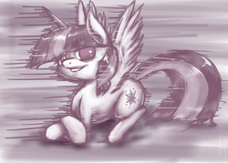 Size: 4200x3000 | Tagged: safe, artist:karanakia, twilight sparkle, alicorn, pony, g4, female, monochrome, solo, twilight sparkle (alicorn)