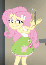 Size: 308x434 | Tagged: safe, screencap, fluttershy, equestria girls, g4, my little pony equestria girls: rainbow rocks, animated, cropped, female, gif, musical instrument, solo, tambourine