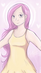 Size: 857x1532 | Tagged: safe, artist:pisonisy, fluttershy, human, g4, clothes, dress, female, humanized, solo