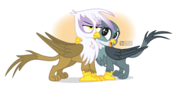Size: 1100x550 | Tagged: safe, artist:dm29, gabby, gilda, griffon, g4, the fault in our cutie marks, annoyed, duo, simple background, transparent background