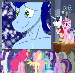 Size: 1024x1000 | Tagged: safe, amethyst star, coco crusoe, dizzy twister, doctor whooves, fluttershy, lyra heartstrings, mjölna, orange swirl, pinkie pie, princess cadance, rarity, sea swirl, seafoam, shining armor, silver spanner, soarin', sparkler, time turner, twilight sparkle, earth pony, pegasus, pony, unicorn, anthro, g4, balloonbutt, butt, clothes, exploitable meme, female, flutterbutt, male, mare, meme, plot, rearity, stallion, topless, twibutt, wedding video projector meme