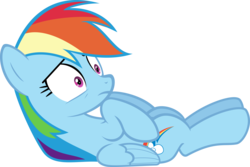 Size: 4495x3000 | Tagged: safe, artist:sollace, rainbow dash, pony, 28 pranks later, g4, .svg available, female, on back, show accurate, simple background, solo, transparent background, vector