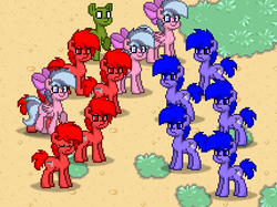 Size: 431x322 | Tagged: safe, pony, pony town, bloods, crips, gang, this will end in death