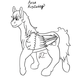 Size: 2000x2000 | Tagged: safe, artist:gabriel-titanfeather, oc, oc only, oc:ansa rustwing, pegasus, pony, digital art, high res, monochrome, smiling, solo, walking