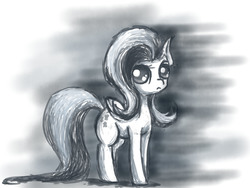 Size: 4000x3000 | Tagged: safe, artist:karanakia, fluttershy, pony, g4, female, monochrome, solo, traditional art