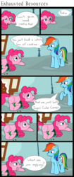 Size: 1024x2448 | Tagged: safe, artist:inurantchan, pinkie pie, rainbow dash, g4, box, comic, cookie, food, frown, newbie artist training grounds, prone