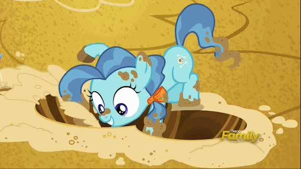 1249885 - safe, screencap, petunia paleo, earth pony, pony, the fault in  our cutie marks, animated, cute, digging, eager, female, filly, foal, gif,  grin, happy, petuniabetes, sand, sandbox, smiling, solo - Derpibooru
