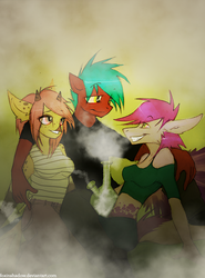 Size: 738x1000 | Tagged: safe, artist:foxinshadow, oc, oc only, anthro, bong, drugs, furry, joint, marijuana