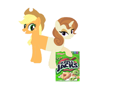 Size: 1063x762 | Tagged: safe, applejack, cinnamon chai, earth pony, pony, unicorn, g4, apple jacks, background pony, cereal, female, food, fusion, mare, pushmi-pullyu, two heads, we have become one