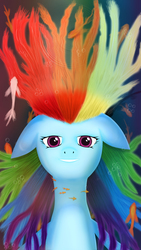 Size: 1080x1920 | Tagged: safe, artist:oliminor, rainbow dash, pony, g4, female, floppy ears, solo