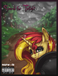 Size: 608x800 | Tagged: safe, artist:alorix, sunset shimmer, pony, unicorn, equestria girls, g4, cover, search for twilight, snow, snowfall