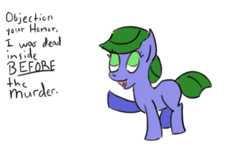 Size: 1280x800 | Tagged: safe, artist:saria the frost mage, oc, oc only, oc:clover patch, a foal's adventure, blank flank, child, color, dark comedy, female, filly, foal, gallows humor, joke, solo, talking