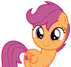 Size: 5000x4708 | Tagged: safe, artist:dashiesparkle, scootaloo, pegasus, pony, g4, the fault in our cutie marks, .ai available, absurd resolution, c:, cute, cutealoo, cutie mark, female, filly, foal, folded wings, simple background, smiling, solo, the cmc's cutie marks, transparent background, vector, wings