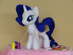 Size: 640x480 | Tagged: safe, artist:whitedove-creations, rarity, g4, irl, measuring tape, photo, plushie, solo