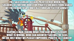 Size: 888x499 | Tagged: safe, edit, edited screencap, screencap, gabby, griffon, g4, the fault in our cutie marks, caption, female, gabby's shanty, image macro, meme, solo, turisas
