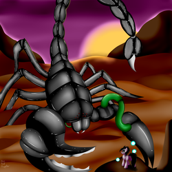 Size: 1280x1280 | Tagged: safe, artist:paulpeopless, oc, oc only, oc:paulpeoples, robot, scorpion, fight