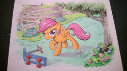 Size: 1024x577 | Tagged: safe, artist:andy price, artist:lauren faust, scootaloo, pegasus, pony, g4, female, solo