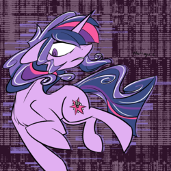 Size: 1000x1000 | Tagged: safe, artist:thattagen, screwball, twilight sparkle, oc, oc only, oc:screwlight sparkle, pony, unicorn, action pose, alternate universe, angry, corrupted, female, fusion, fusion:screwball, fusion:screwlight, fusion:twilight sparkle, mare, newbie artist training grounds, sockypockytwi, solo, tumblr