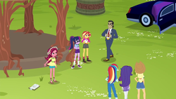 Size: 1280x720 | Tagged: safe, screencap, applejack, filthy rich, gloriosa daisy, rainbow dash, rarity, sci-twi, sunset shimmer, twilight sparkle, equestria girls, g4, my little pony equestria girls: legend of everfree, car, converse, limousine, magical geodes, shoes