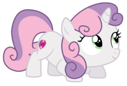 Size: 1500x1019 | Tagged: safe, artist:sketchmcreations, sweetie belle, pony, g4, the fault in our cutie marks, cute, cutie mark, diasweetes, face down ass up, female, simple background, solo, the cmc's cutie marks, transparent background, vector