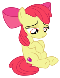 Size: 1331x1731 | Tagged: safe, artist:sketchmcreations, apple bloom, g4, the fault in our cutie marks, cutie mark, looking down, sad, simple background, sitting, the cmc's cutie marks, transparent background, vector