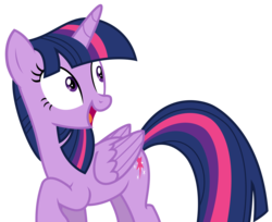 Size: 3938x3213 | Tagged: safe, artist:sketchmcreations, twilight sparkle, alicorn, pony, g4, the fault in our cutie marks, excited, high res, open mouth, raised hoof, simple background, transparent background, twilight sparkle (alicorn), vector