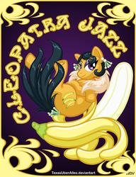 Size: 720x937 | Tagged: safe, artist:texasuberalles, cleopatra jazz, earth pony, pony, g4, banana, ear piercing, earring, food, jewelry, looking at you, modern art, nouveau, piercing, solo