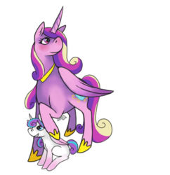 Size: 511x528 | Tagged: safe, artist:denkis, princess cadance, princess flurry heart, g4, mother and daughter