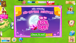 Size: 1280x720 | Tagged: safe, gameloft, screencap, coloratura, fluttershy, gimme moore, griffon, pony, rabbit, g4, costs real money, mid-autumn festival, moon, raised hoof, vip