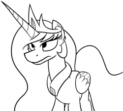 Size: 1340x1208 | Tagged: safe, artist:moemneop, princess celestia, g4, female, monochrome, solo, unamused