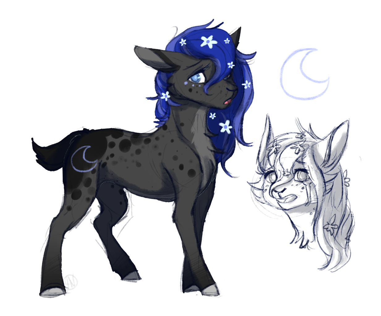 #1250627 - safe, artist:1an1, princess luna, deer, cute, deerified ...