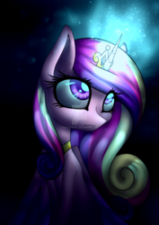 Size: 1600x2263 | Tagged: safe, artist:naattheart, princess cadance, g4, cloak, clothes, glowing horn, horn