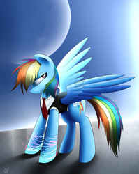 Size: 2001x2520 | Tagged: dead source, safe, artist:php69, rainbow dash, g4, clothes, female, high res, moon, solo